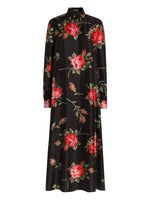 Black Floral Shirt Collar Maxi Dress 1