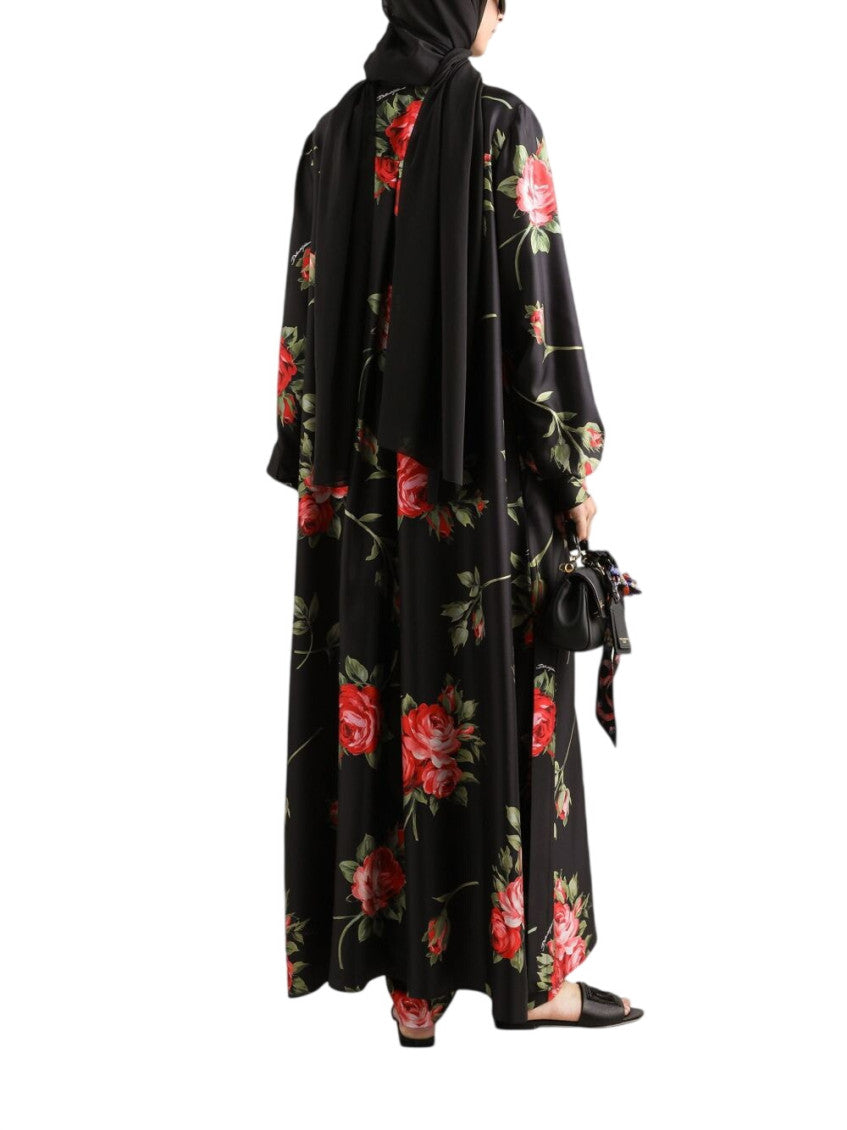 Black Floral Shirt Collar Maxi Dress 3