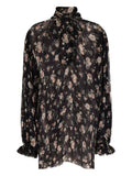 Black Floral Mock Collar Top 1
