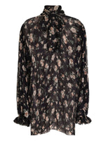 Black Floral Mock Collar Top 1