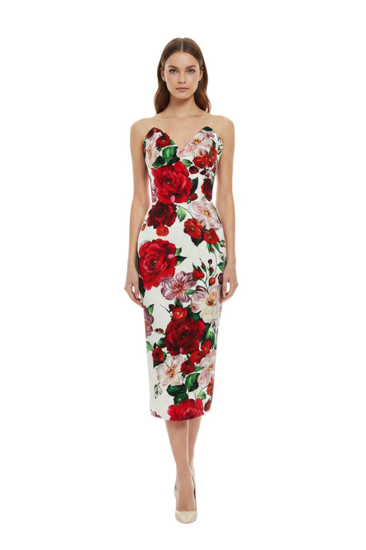Multicolor Floral Sweet Heart Neck Dress 3