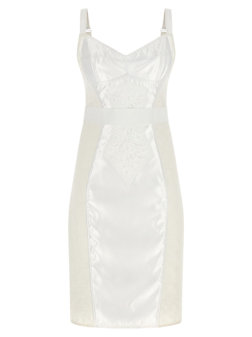 White Sweet Heart Neck Midi Dress 1