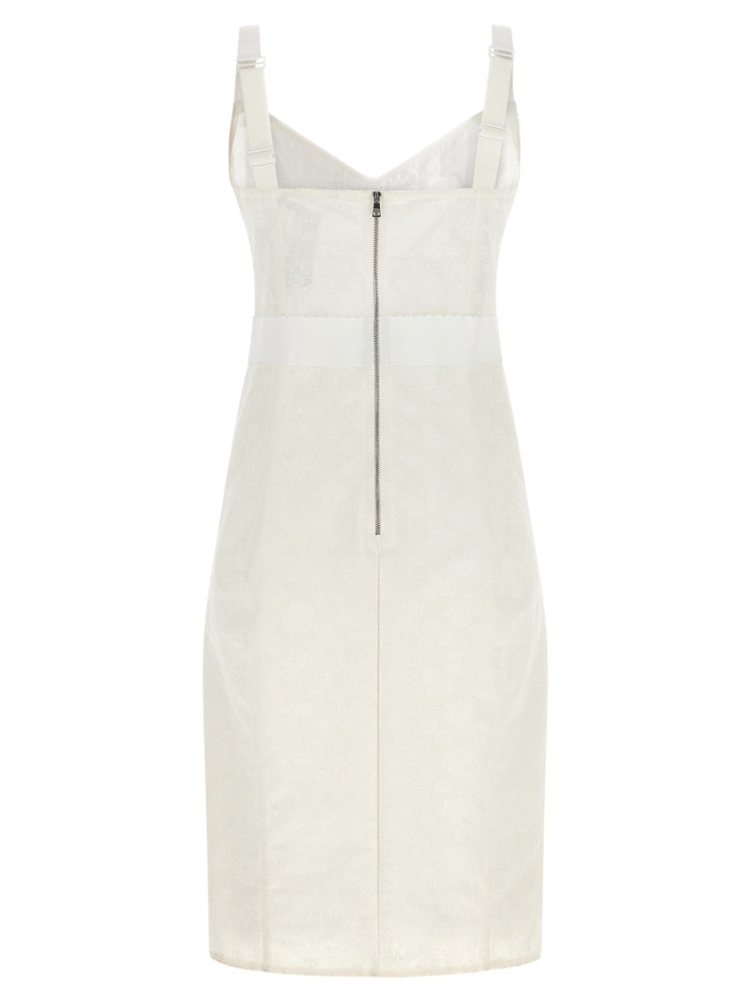 White Sweet Heart Neck Midi Dress 2