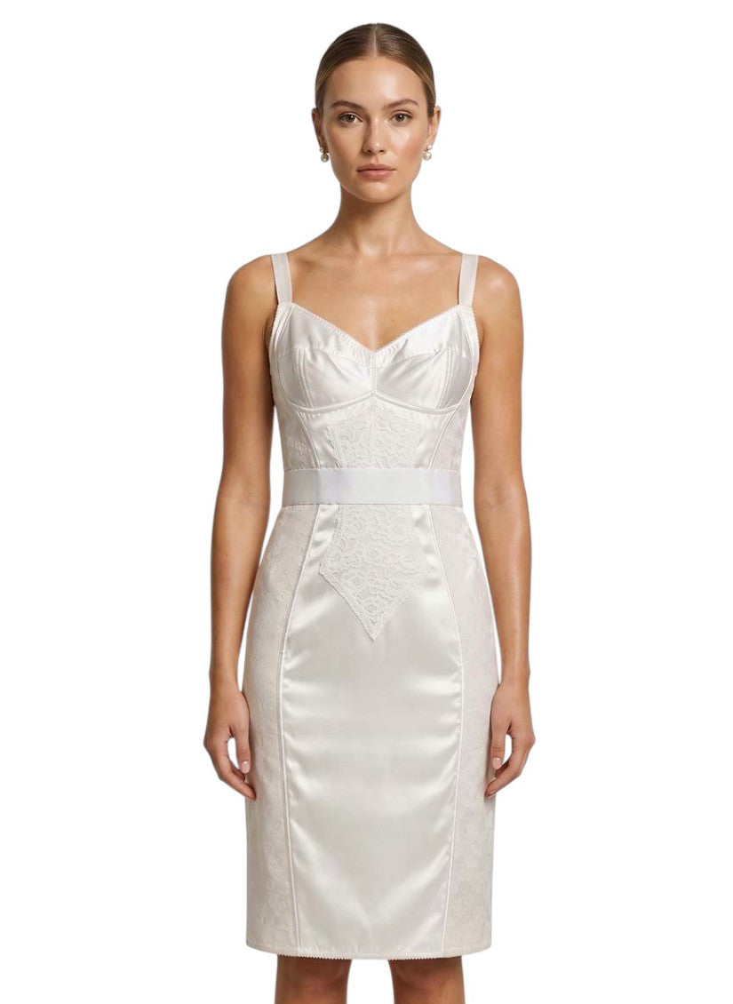 White Sweet Heart Neck Midi Dress 3
