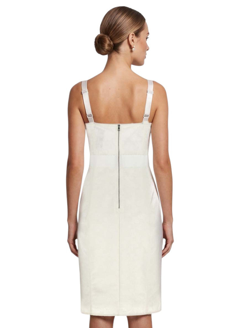 White Sweet Heart Neck Midi Dress 4