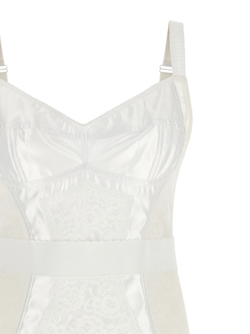White Sweet Heart Neck Midi Dress 5
