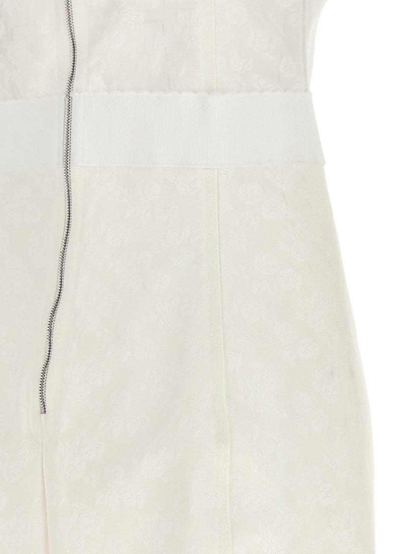 White Sweet Heart Neck Midi Dress 6