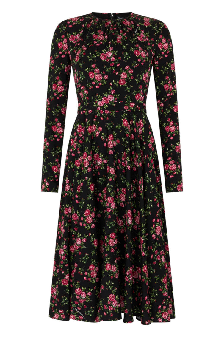 Multicolor Floral Round Neck Midi Dress 1