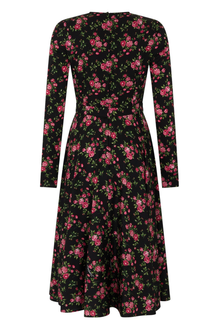 Multicolor Floral Round Neck Midi Dress 2
