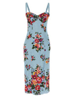 Multicolor Floral Sweet Heart Neck Midi Dress 1