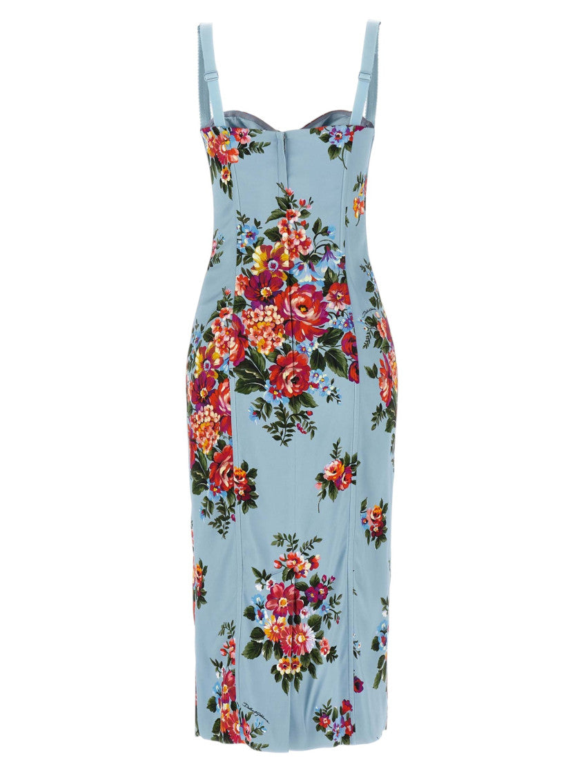 Multicolor Floral Sweet Heart Neck Midi Dress 2