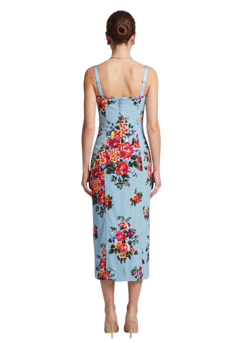 Multicolor Floral Sweet Heart Neck Midi Dress 6