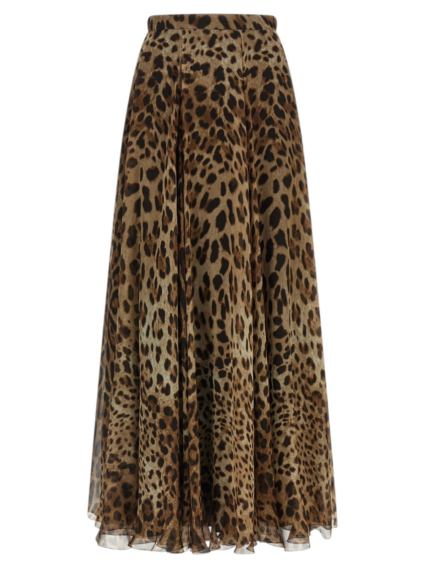 Brown Animal Print Maxi Skirt 1