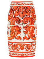 Orange Printed Midi Skirt 1