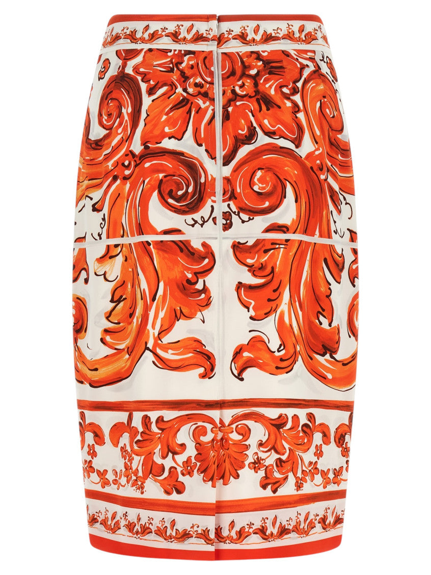 Orange Printed Midi Skirt 2