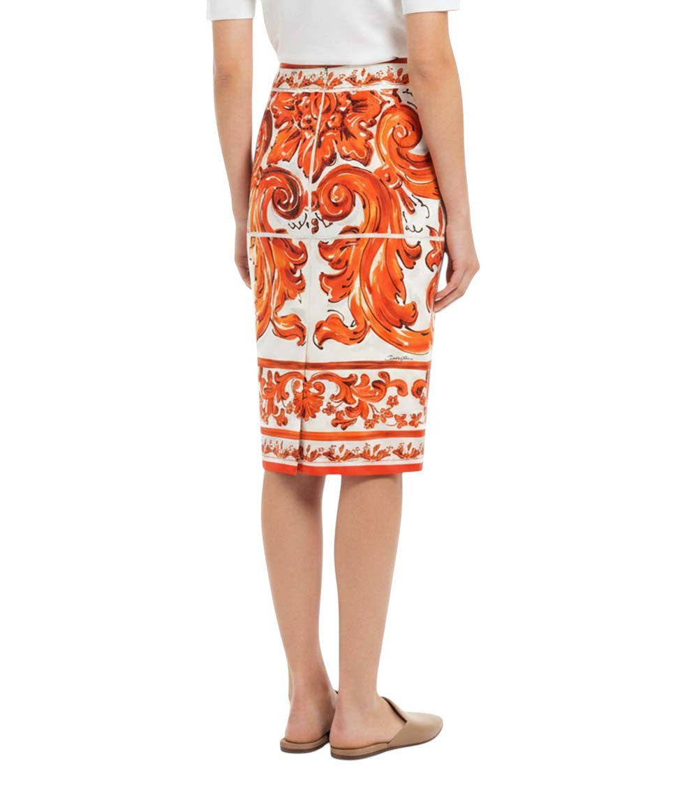 Orange Printed Midi Skirt 4