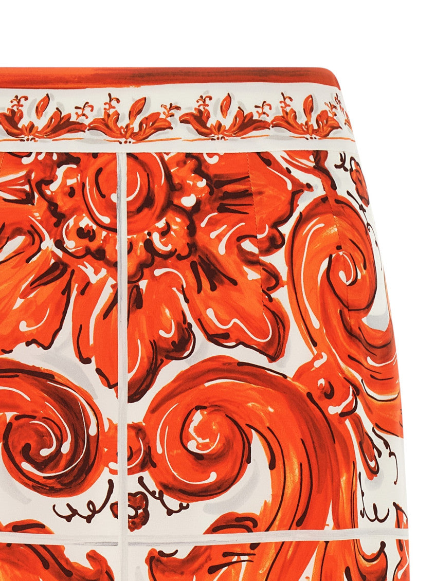 Orange Printed Midi Skirt 5