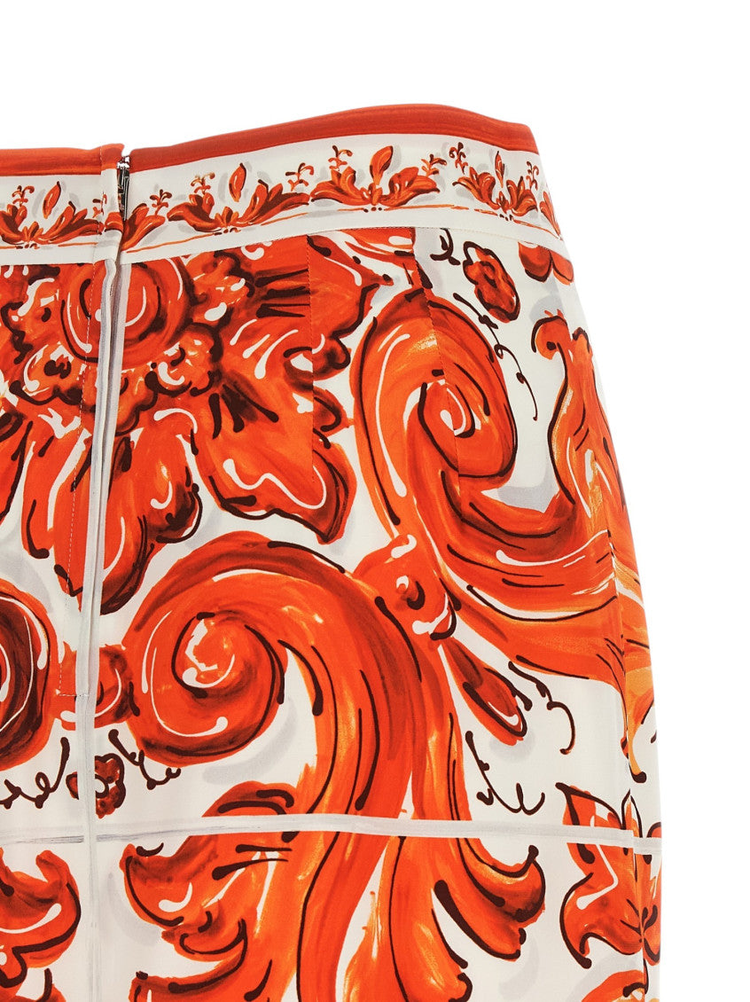 Orange Printed Midi Skirt 6