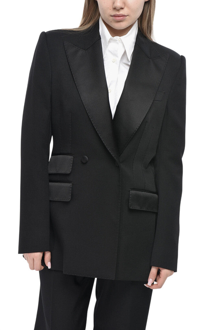 Black Peaked Lapel Blazer 1