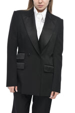 Black Peaked Lapel Blazer 1