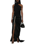 Black Solid Maxi Skirt 1