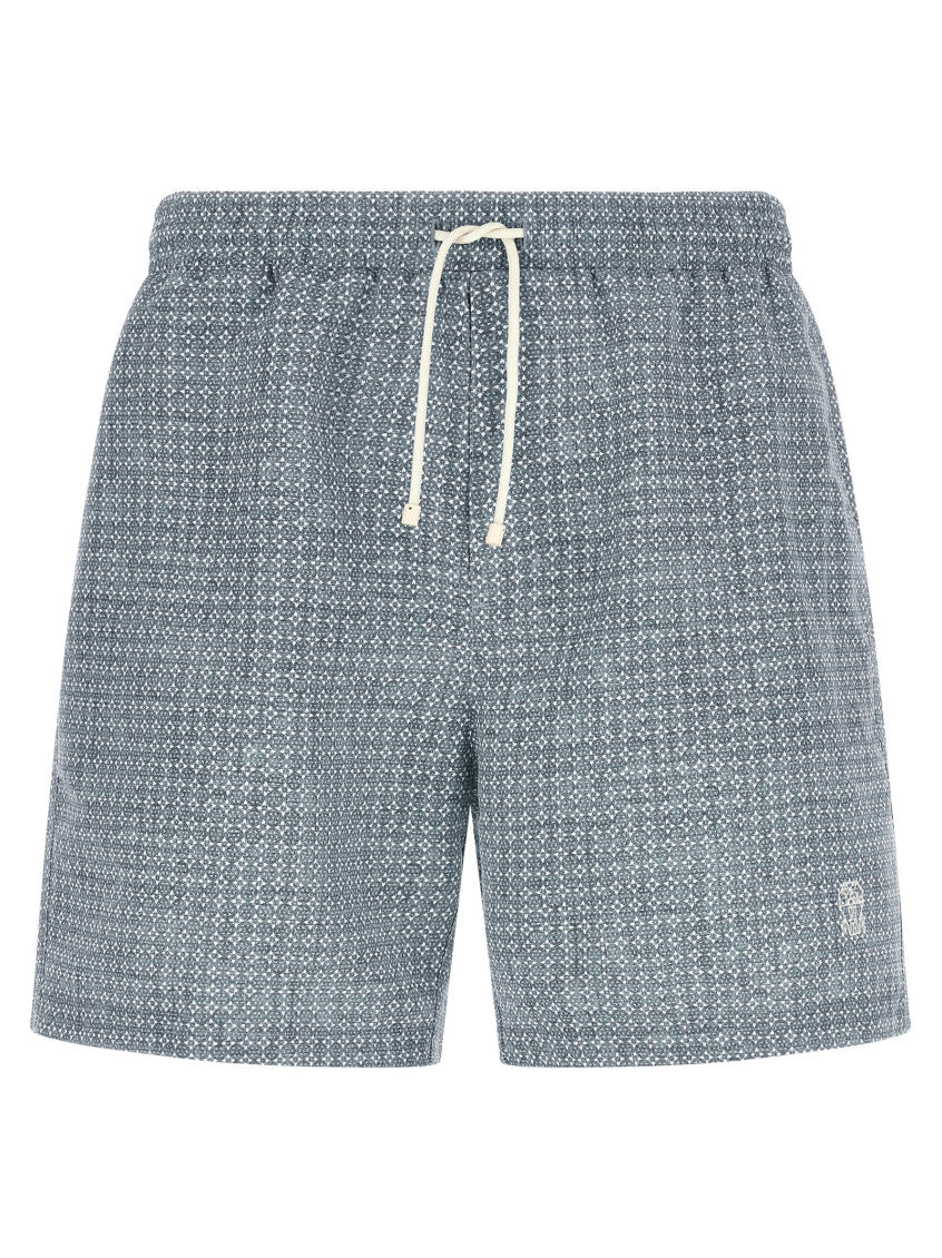 Blue Floral Print Swim Shorts 1
