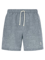 Blue Floral Print Swim Shorts 1