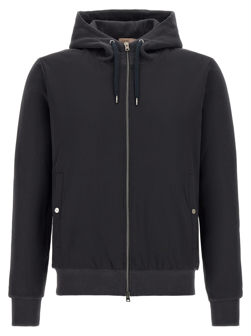 Navy Blue Zip Up Hood Jacket 1
