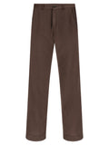 Brown Flat Front Trousers 1