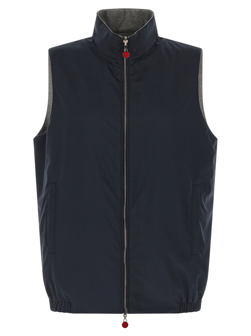 Blue Double face nylon vest 1