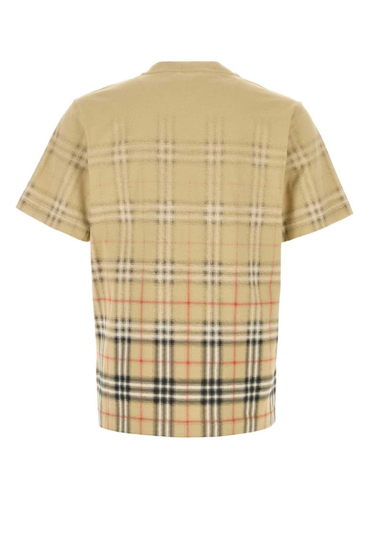 Beige Check Crew Neck T-Shirt 2