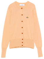 Peach Solid Round Neck Cardigan 1