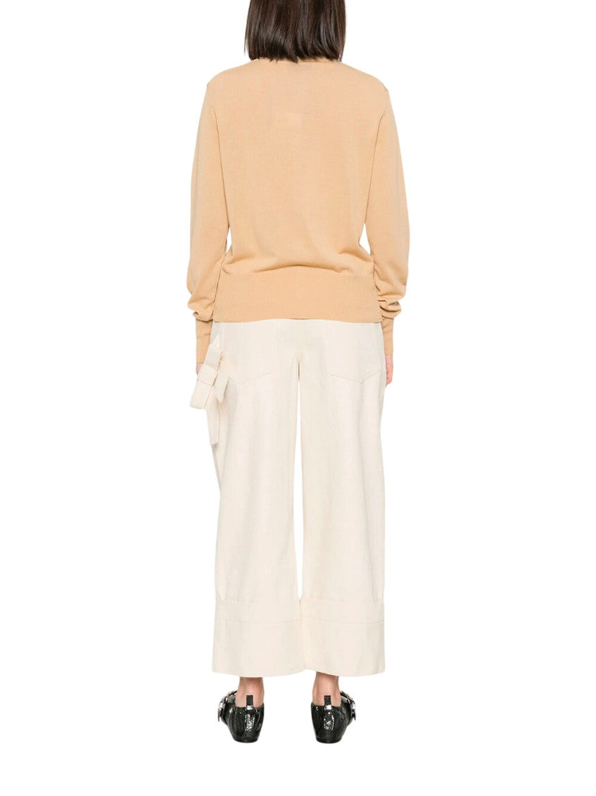 Peach Solid Round Neck Cardigan 2