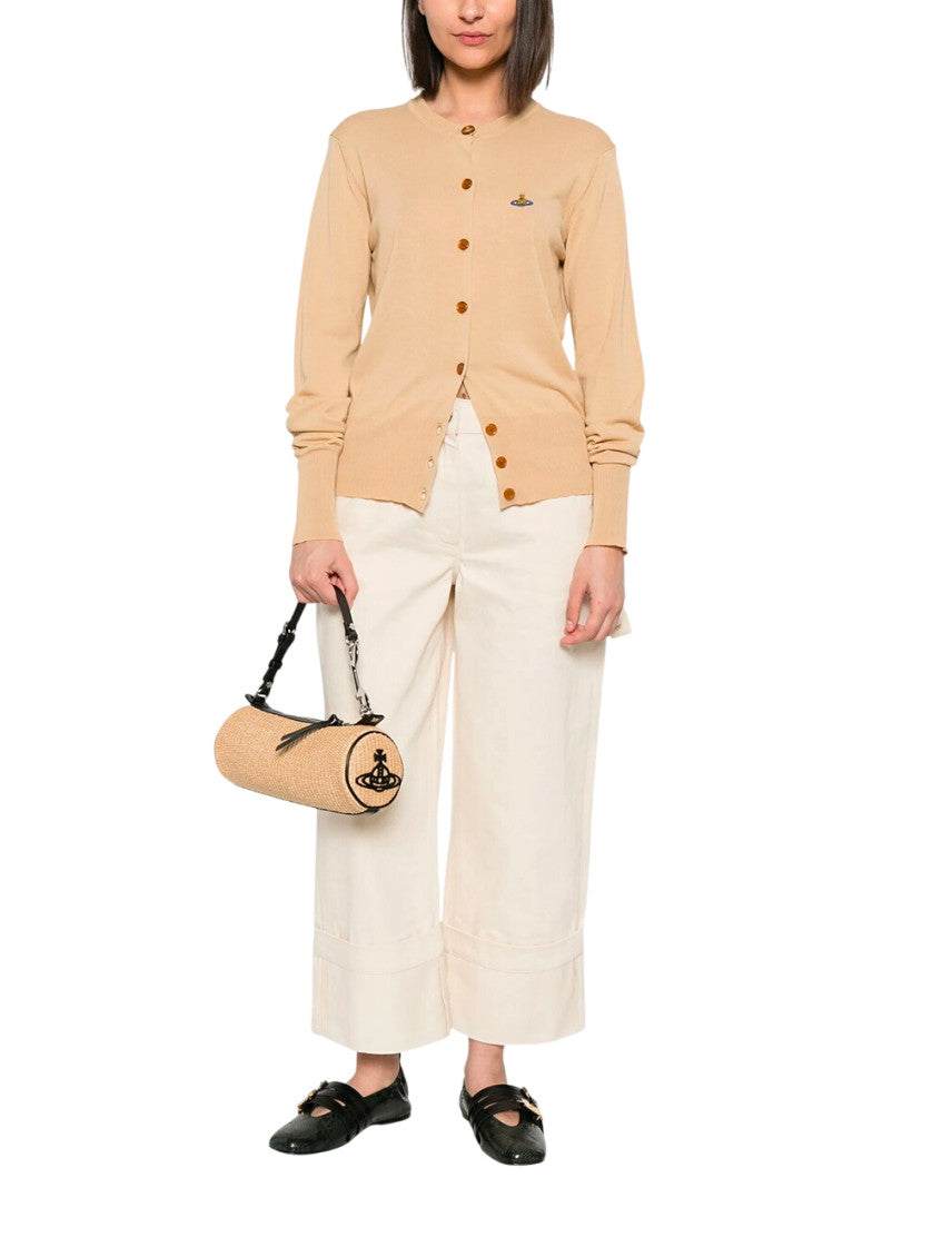 Peach Solid Round Neck Cardigan 4