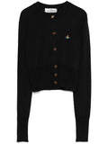 Black Solid Round Neck Cardigan 1