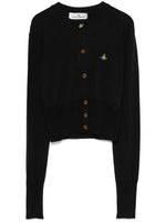Black Solid Round Neck Cardigan 1