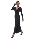 Black Solid V Neck Maxi Dress 1