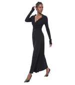 Black Solid V Neck Maxi Dress 1