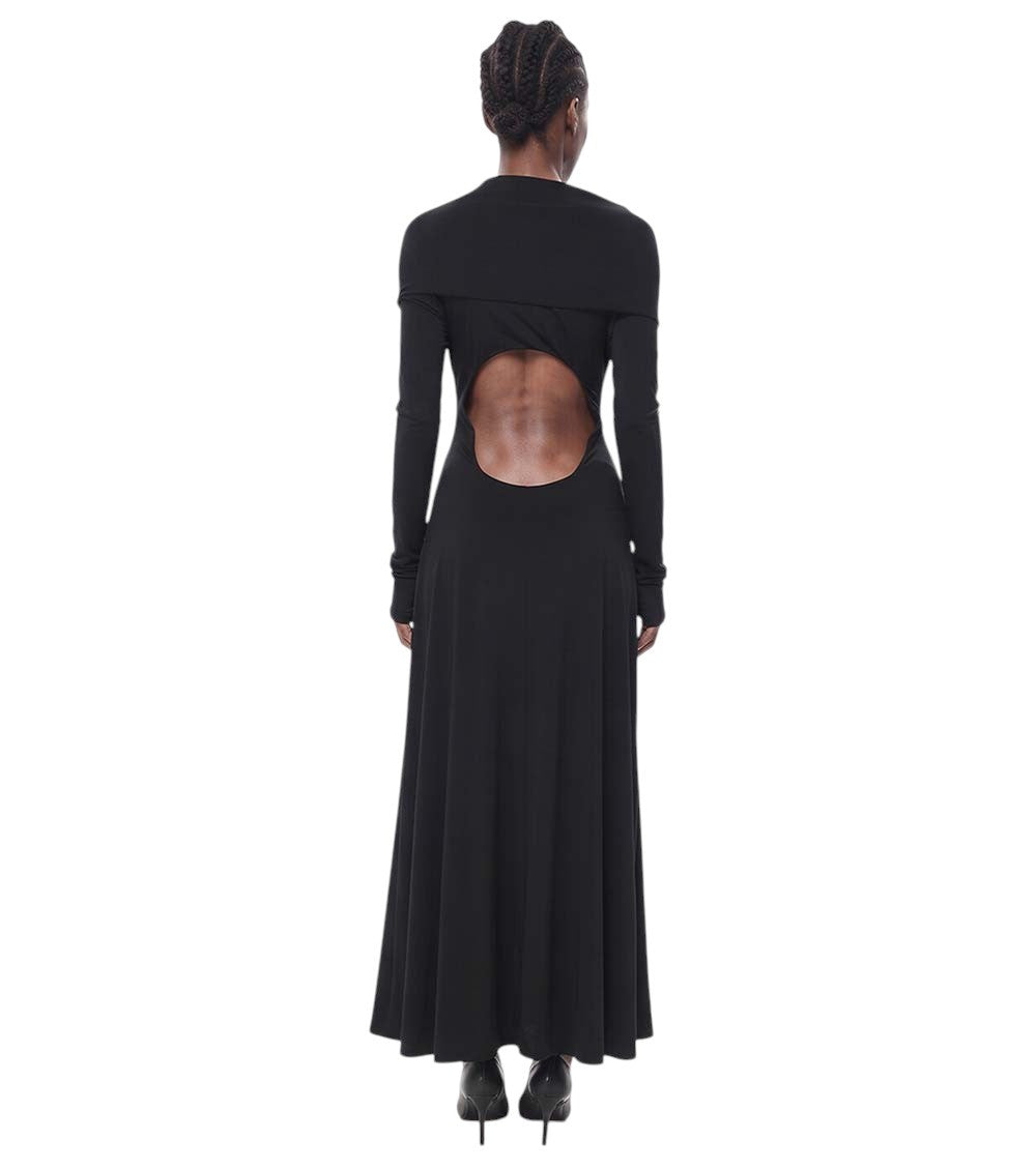 Black Solid V Neck Maxi Dress 2