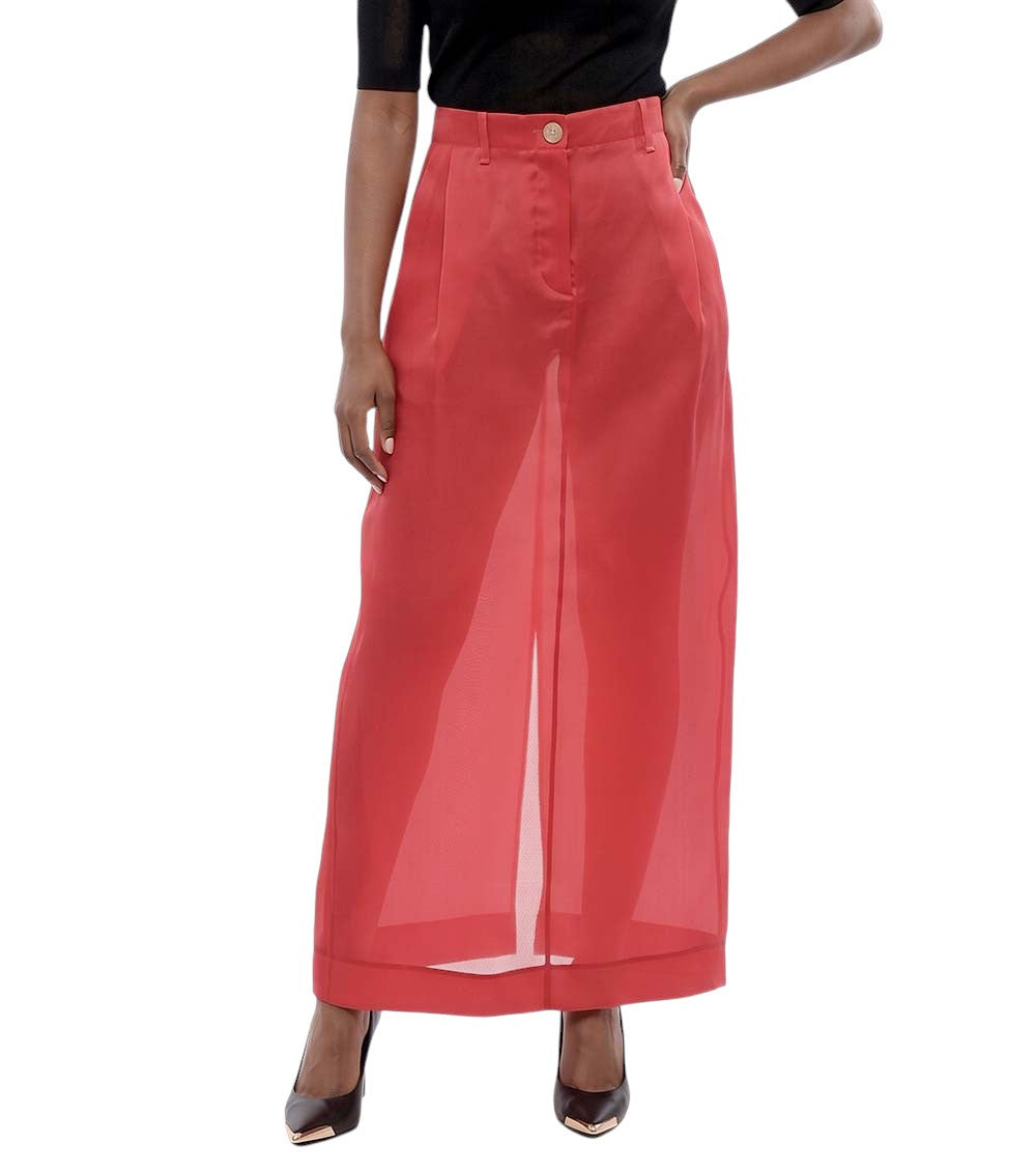 Red Solid Maxi Skirt 1