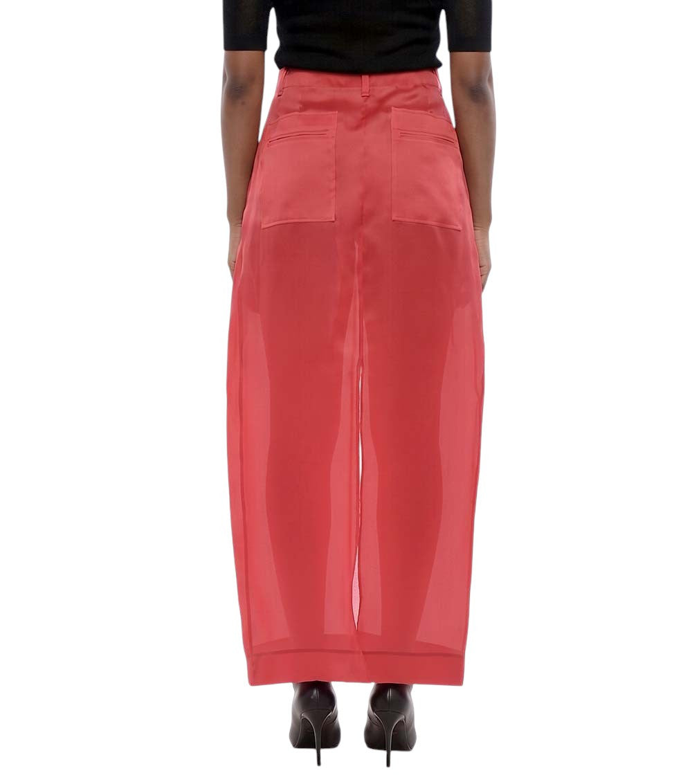 Red Solid Maxi Skirt 2