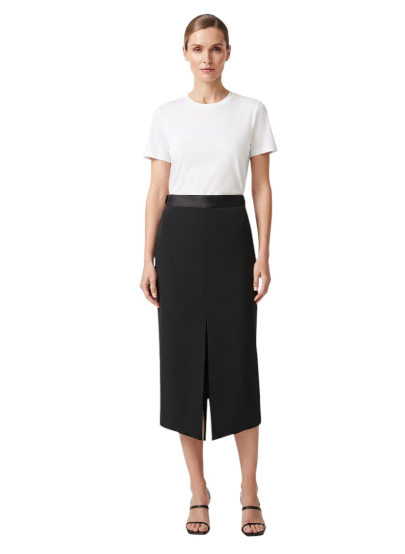 Black Solid Midi Skirt 1
