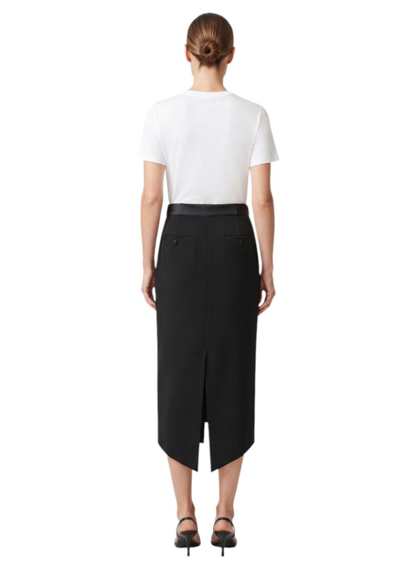 Black Solid Midi Skirt 2