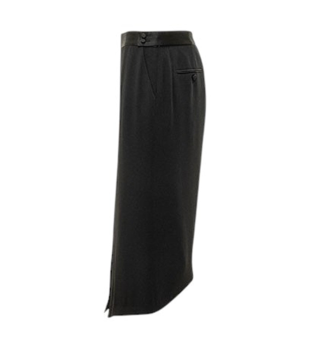 Black Solid Midi Skirt 3