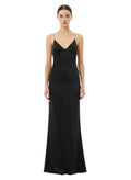 Black Solid V Neck Maxi Dress 1