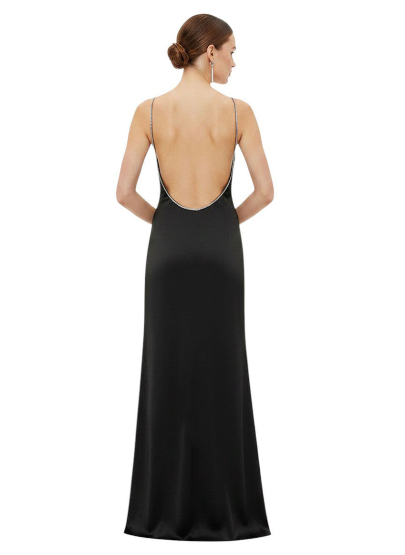 Black Solid V Neck Maxi Dress 2