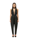 Black Solid Halter Neck Jumpsuit 1