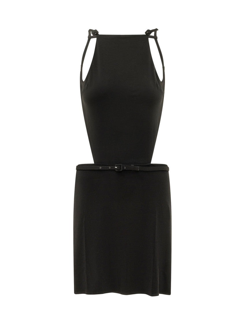 Black Solid Halter Neck Midi Dress 1
