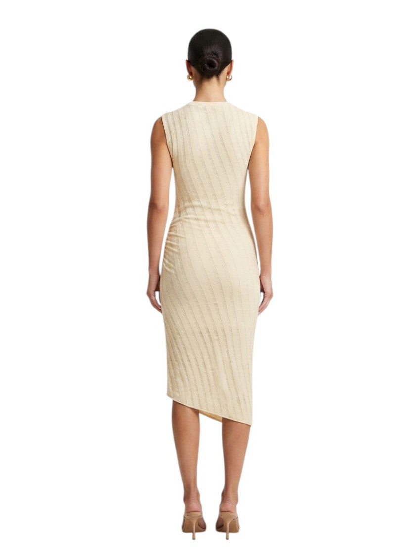 Light Yellow Textured Midi Dress 2