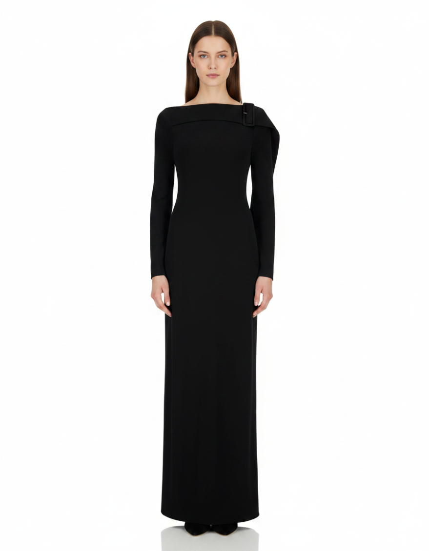 Black Solid Maxi Dress 1